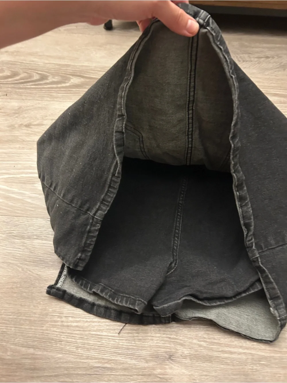 Luvamia Black Denim Mini Skort Skirt w/ Side Slit